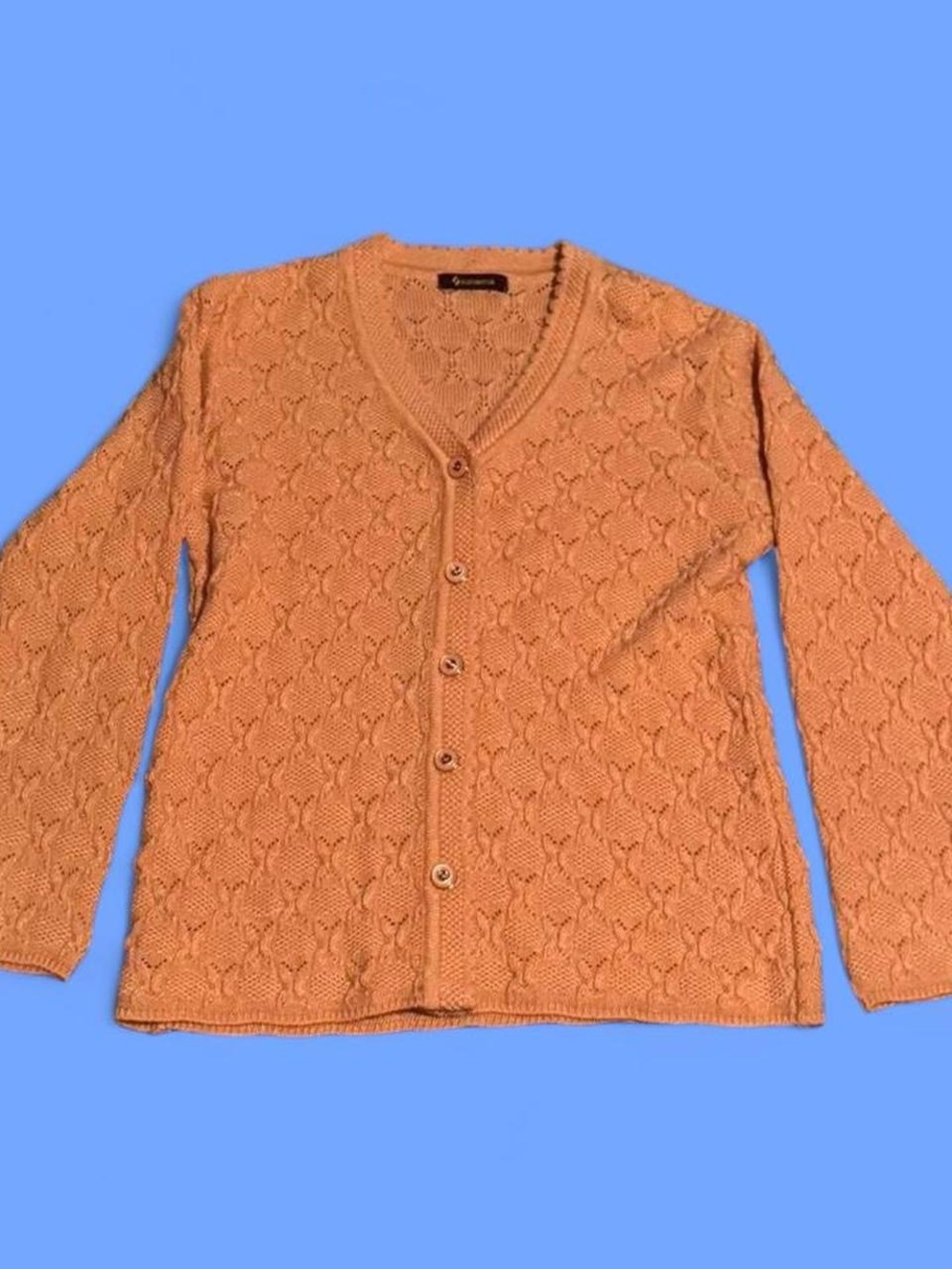 Classic Orange V-Neck Button Cardigan Sweater